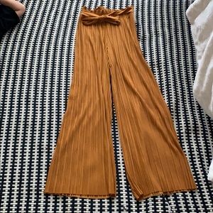 Mustard pleated parachute pants